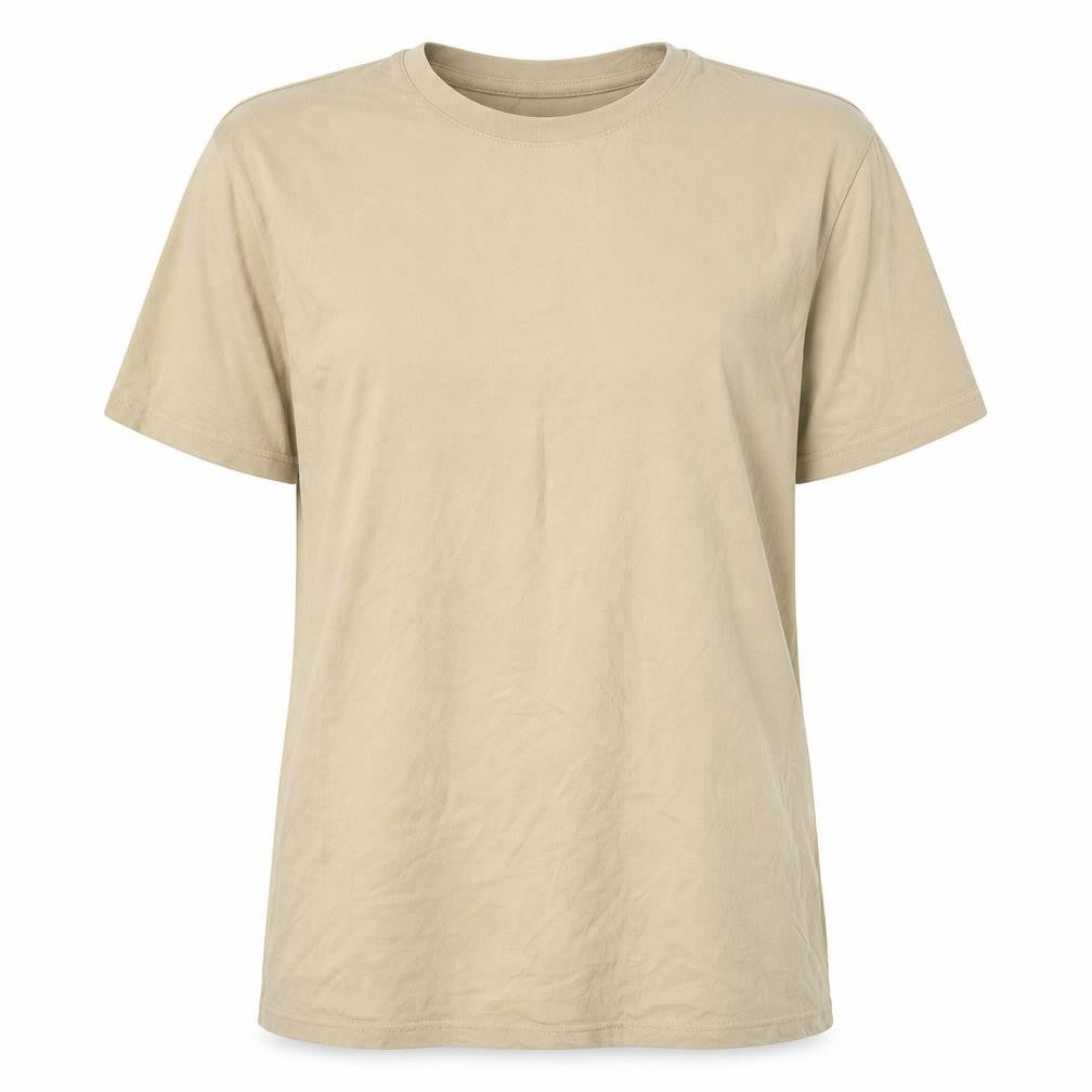 Front view of MissyEmpire Women's Beige T-Shirt, size 12