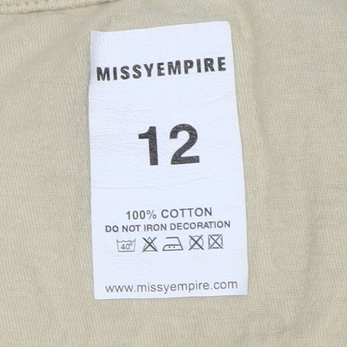 MissyEmpire Women's Beige T-Shirt Size 12