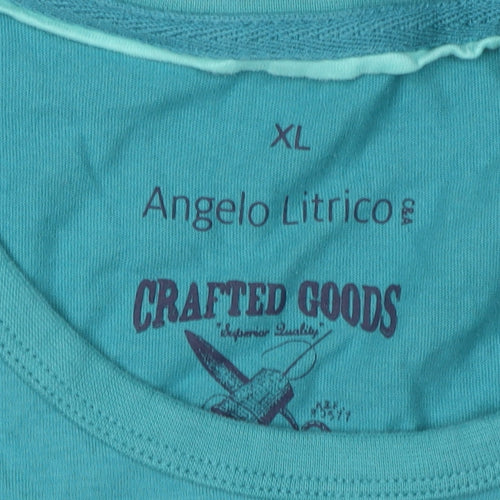 Angelo Litrico Men's Blue Graphic Print T-Shirt XL