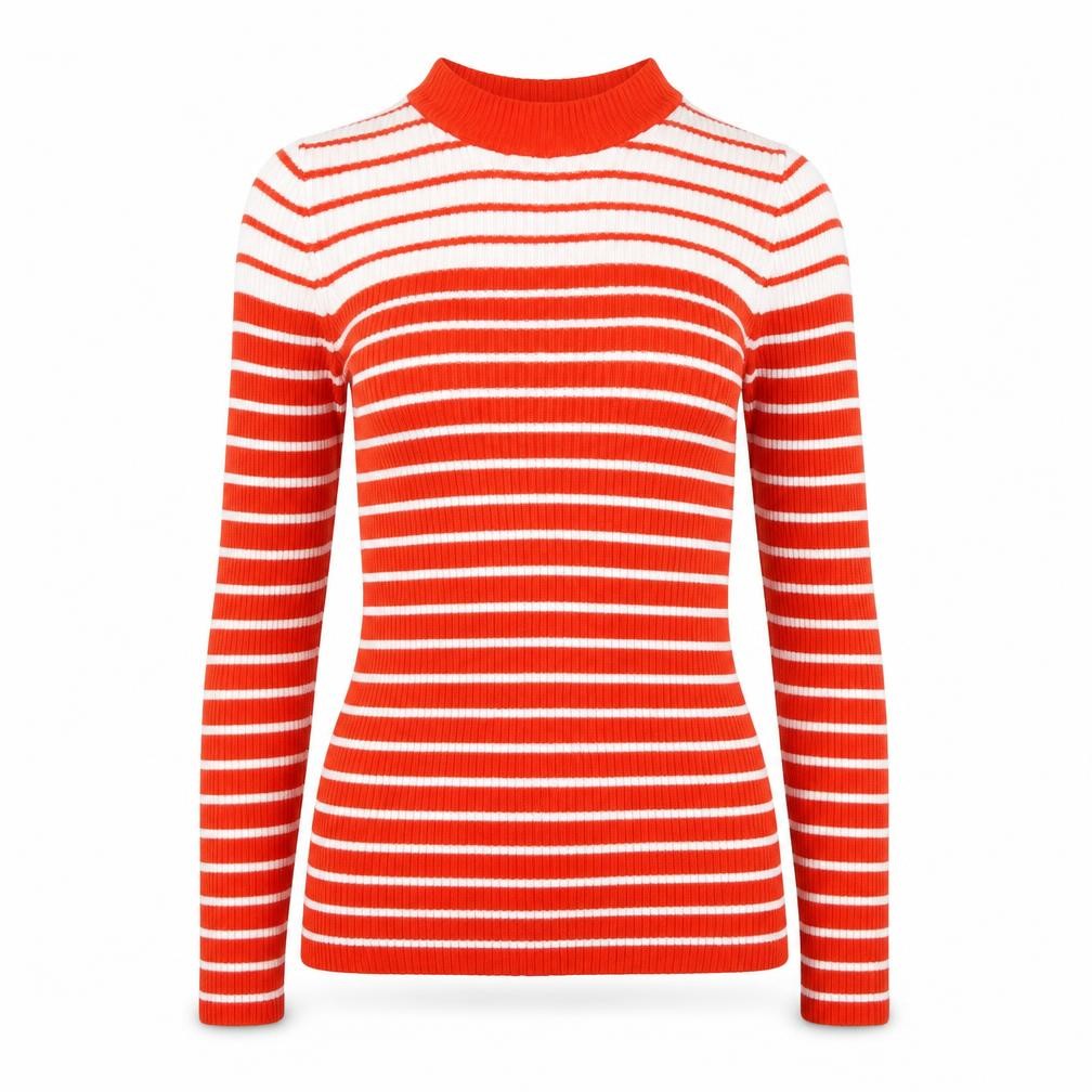 Front view of VILA Women's Red Striped jumper - Small
