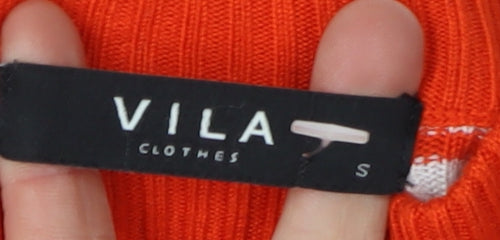 Vila Women's Red Striped Pullover Jumper - Small