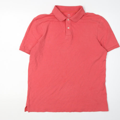 Marks and Spencer Men's Pink Medium Polo Short Sleeve