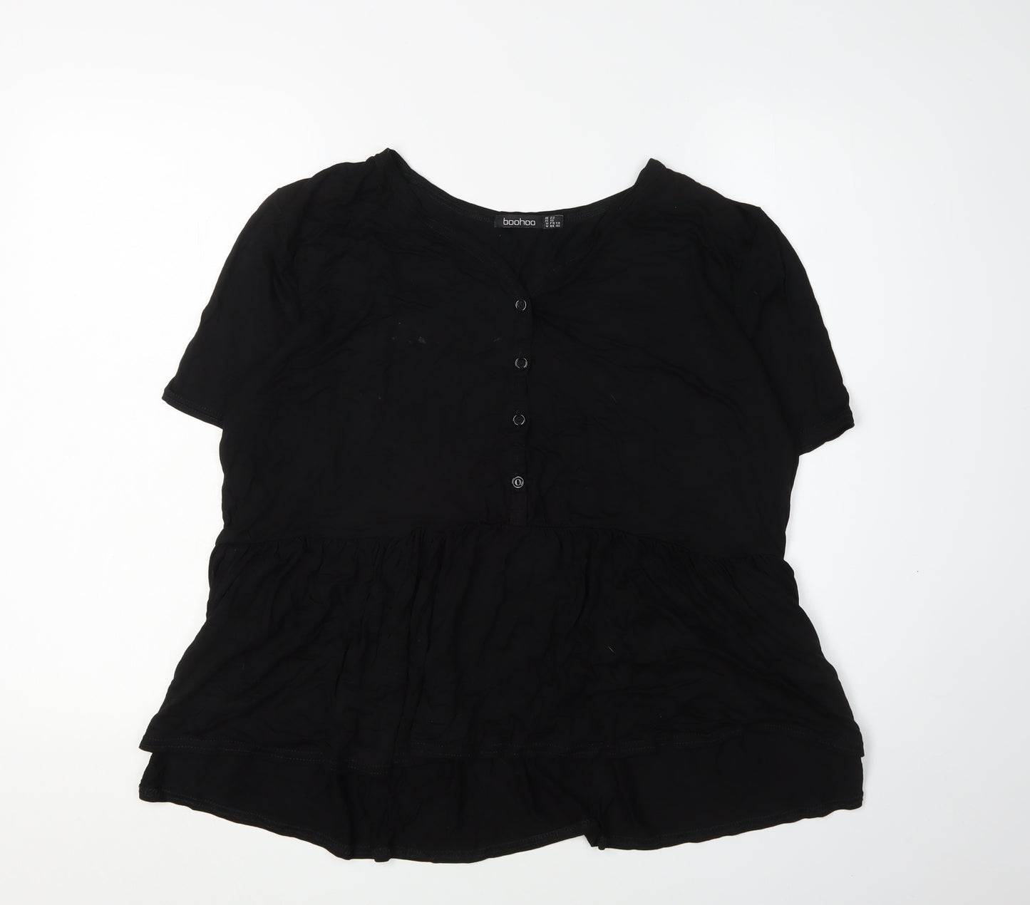 Boohoo Women's Black V-Neck Blouse, Size 22, Classic Style