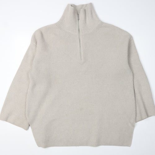H&M Women's Beige XL Pullover High Neck Jumper
