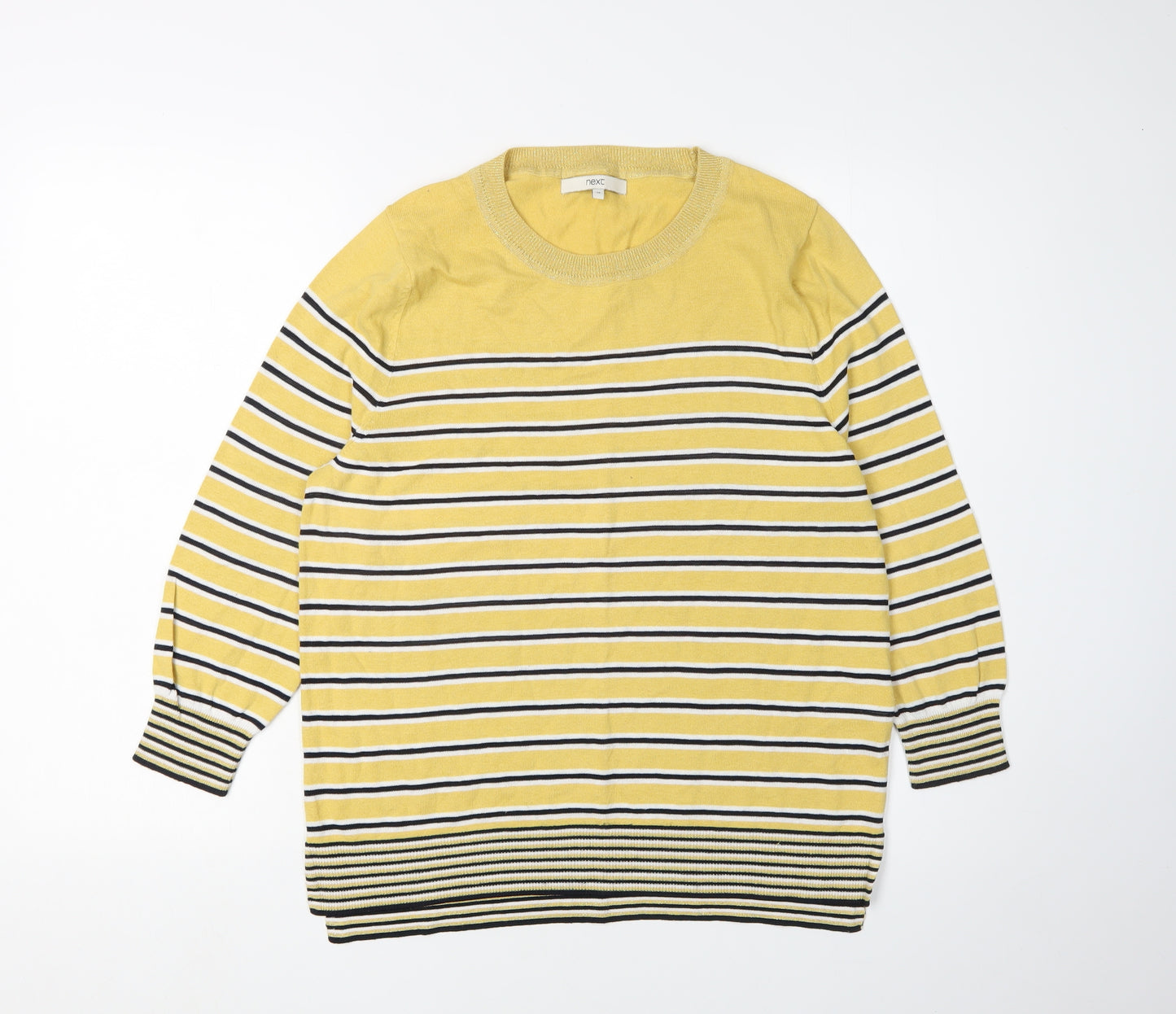Next Women's Yellow Striped Pullover Jumper, Size 14