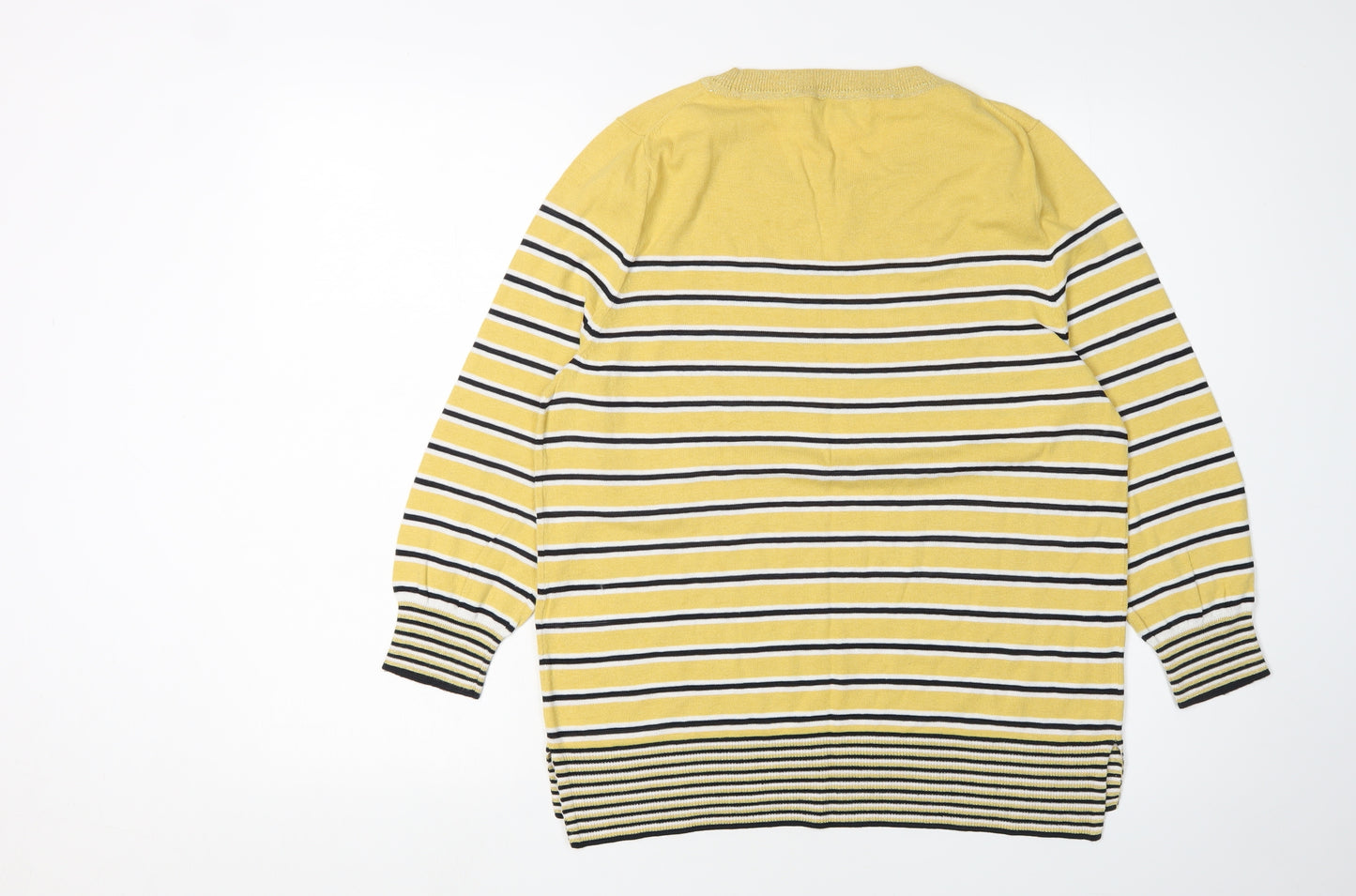 Next Women's Yellow Striped Pullover Jumper, Size 14
