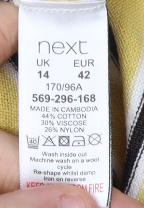 Next Women's Yellow Striped Pullover Jumper, Size 14
