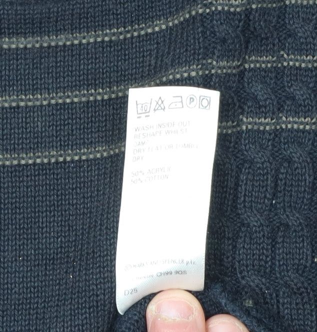 Marks and Spencer Men's Black Cable-Knit Jumper M