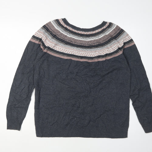 Next Women's Grey Fair Isle Pullover Jumper Size 14