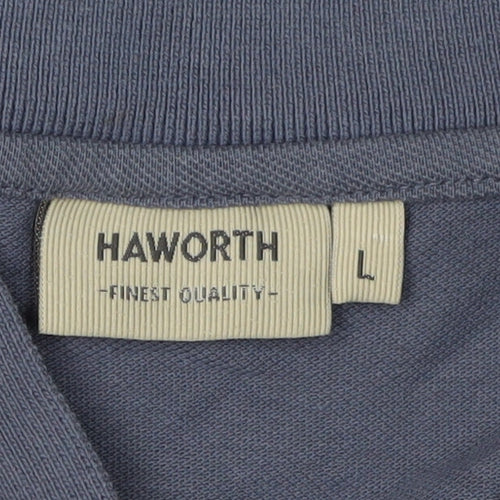 Haworth Men's Blue Cotton Polo Shirt L