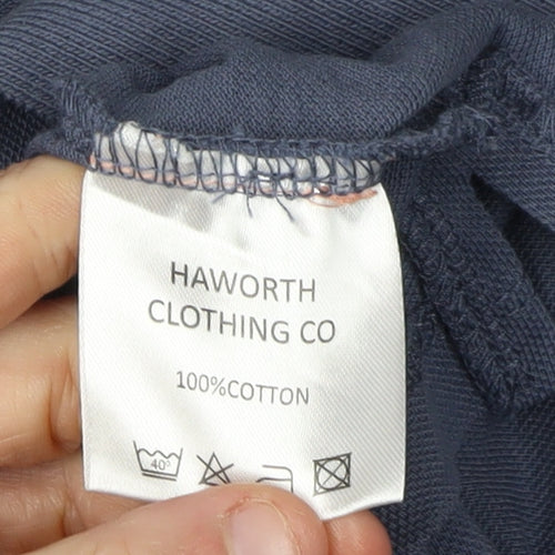 Haworth Men's Blue Cotton Polo Shirt L