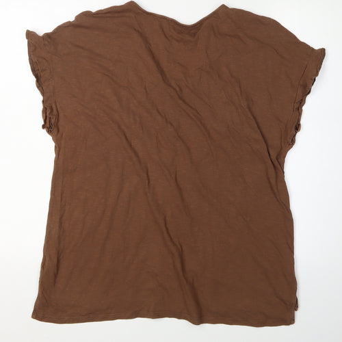 Next Women's Brown V-Neck Button-Up Jersey Top 18