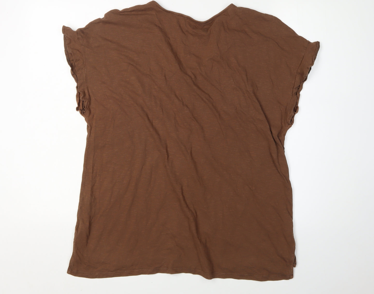 Next Women's Brown V-Neck Button-Up Jersey Top 18