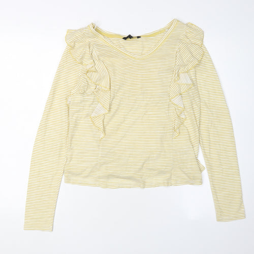 Next Women's Yellow Striped Ringer T-Shirt, Size 8