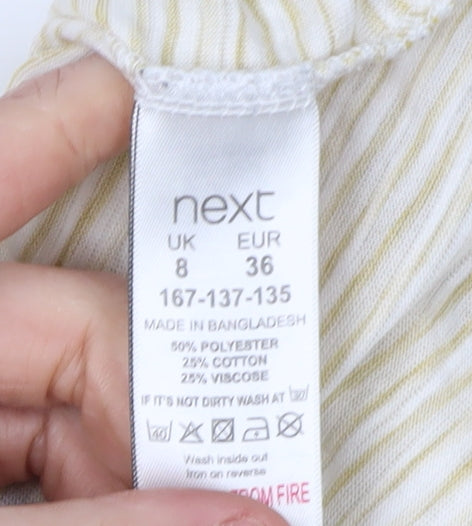 Next Women's Yellow Striped Ringer T-Shirt, Size 8