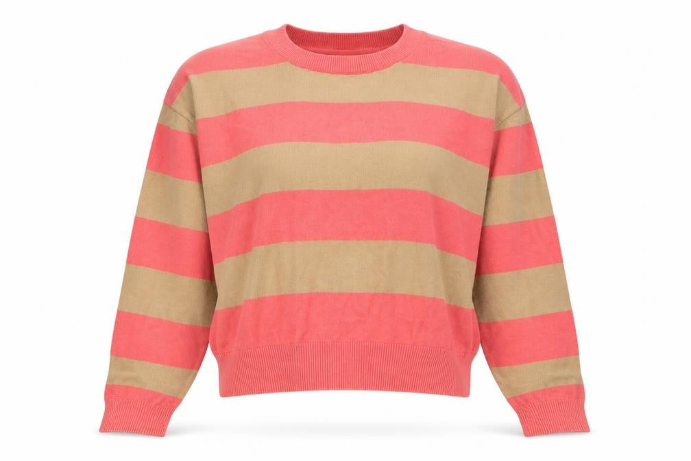 Front view of Noisy May Women's Multicoloured Striped Pullover M