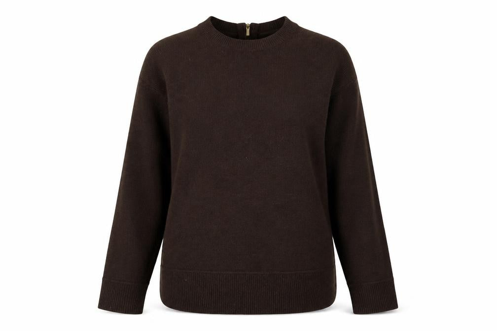 Front view of H&M Women's Brown XS jumper, Crew Neck