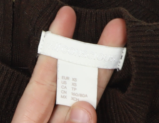 H&M Women's Brown XS Pullover Jumper, Crew Neck