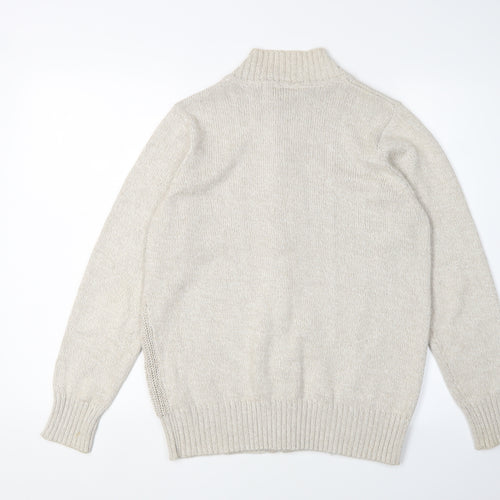 Isle Women's Beige Full Zip Mock Neck Jumper M