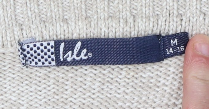 Isle Women's Beige Full Zip Mock Neck Jumper M