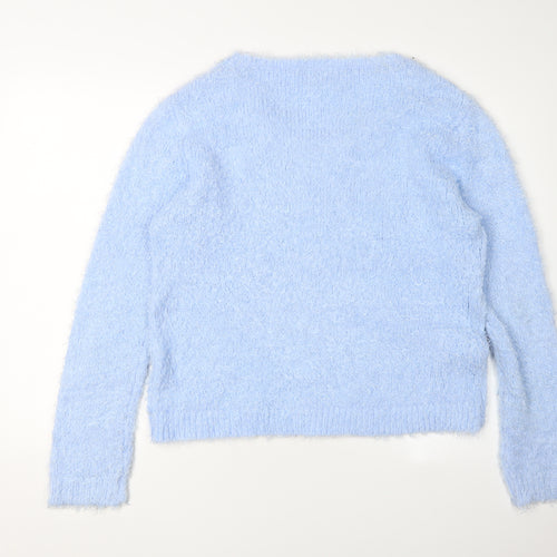 Lottie Loves Women's Blue Jewel Neck Pullover Jumper Size 16