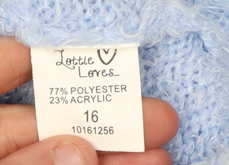 Lottie Loves Women's Blue Jewel Neck Pullover Jumper Size 16