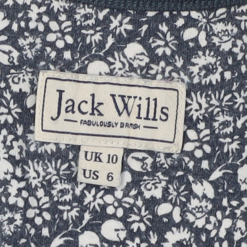 Jack Wills Women’s Blue Floral Skater Dress Size 10