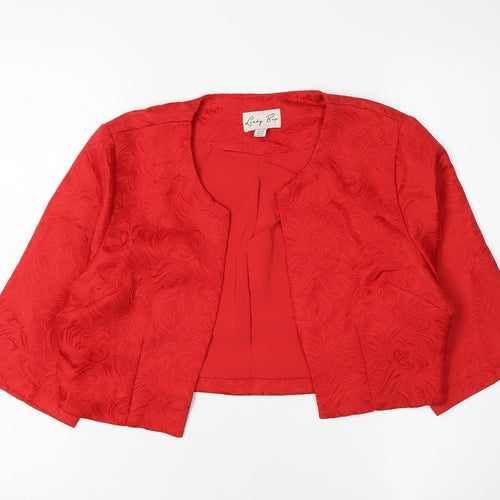 Lindy Bop Red Floral Jacquard Suit Jacket Women L