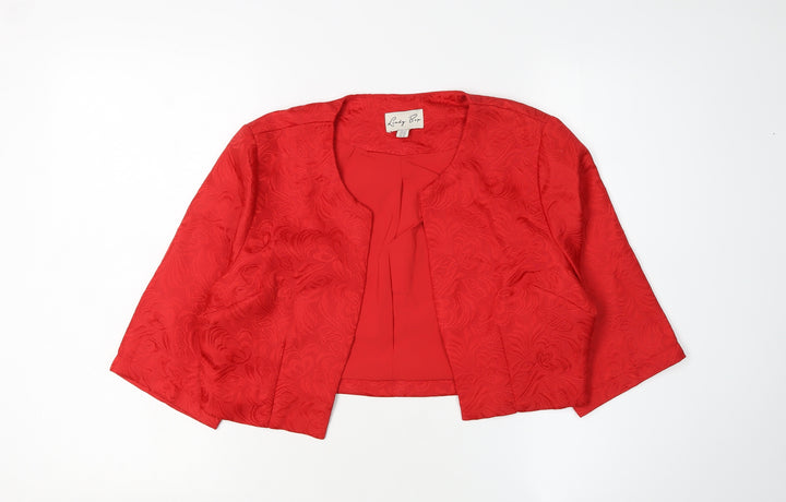 Lindy Bop Red Floral Jacquard Suit Jacket Women L