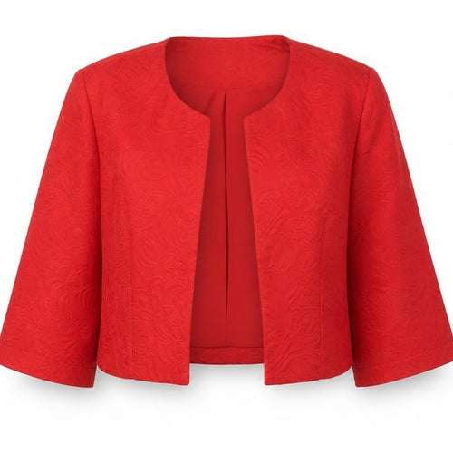 Lindy Bop Red Floral Jacquard Suit Jacket Women L