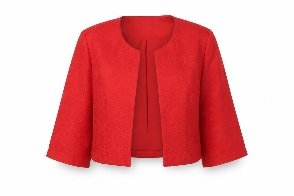 Lindy Bop Red Floral Jacquard Suit Jacket Women L