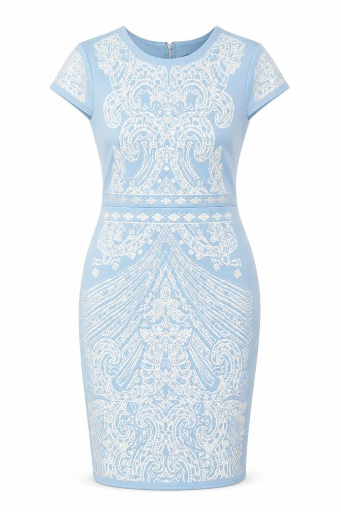 Front view of River Island Women's Blue Bodycon Dress, size 14