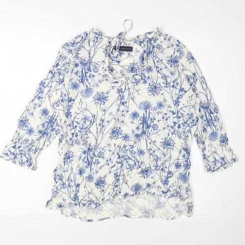 Marks and Spencer Women's White Floral Tunic Blouse Size 14