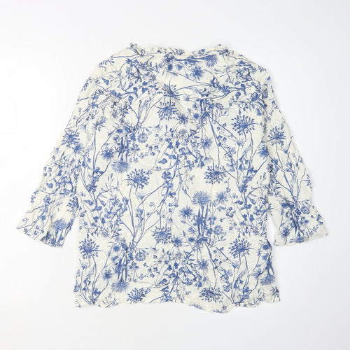 Marks and Spencer Women's White Floral Tunic Blouse Size 14