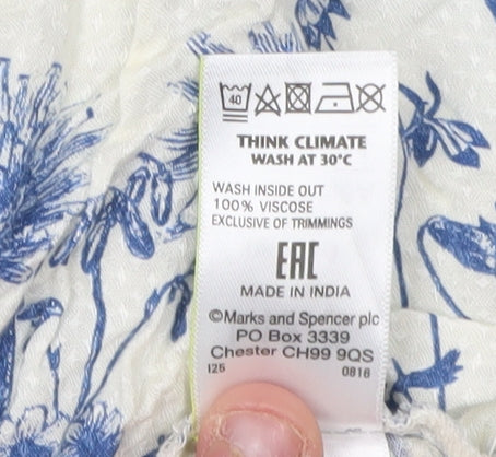 Marks and Spencer Women's White Floral Tunic Blouse Size 14