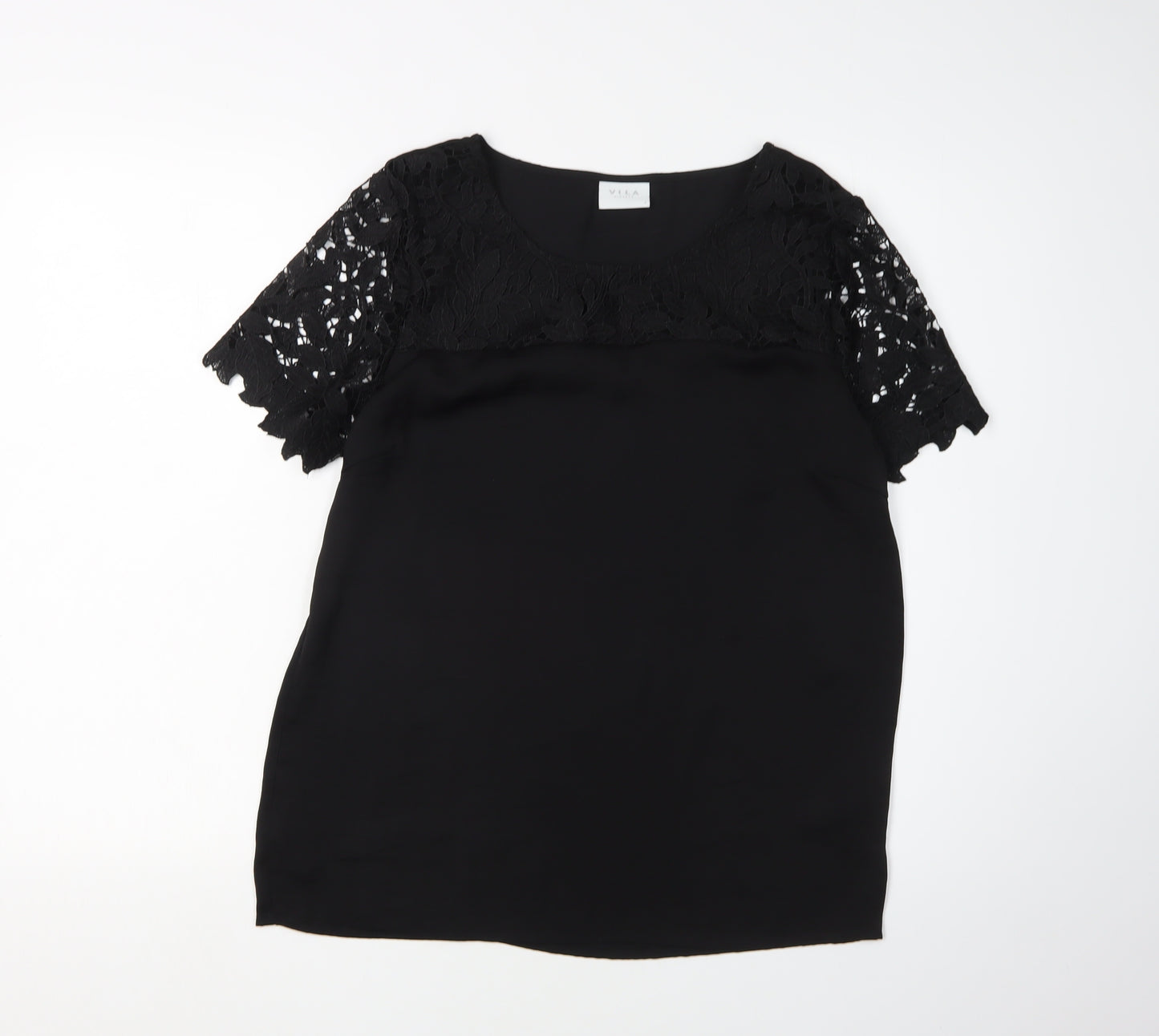 Vila Women's Black Lace Blouse, Size S, Casual Style