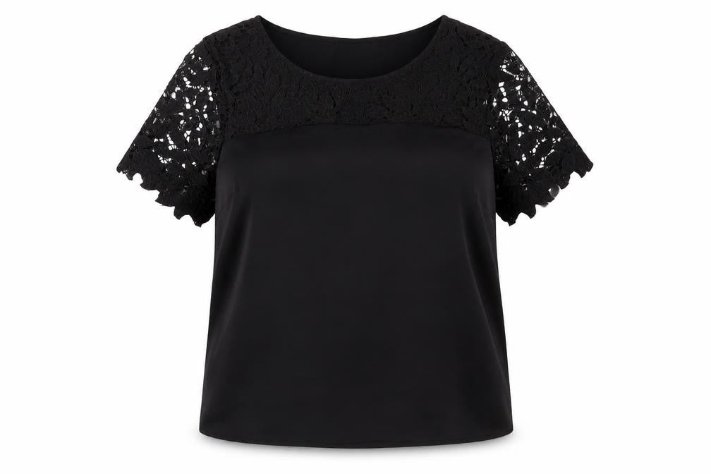 Front view of VILA Women's Black Lace Blouse, size S, Casual Style