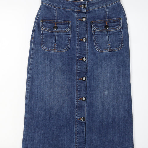 Marks and Spencer Women's Blue Denim Midi Skirt Size 6