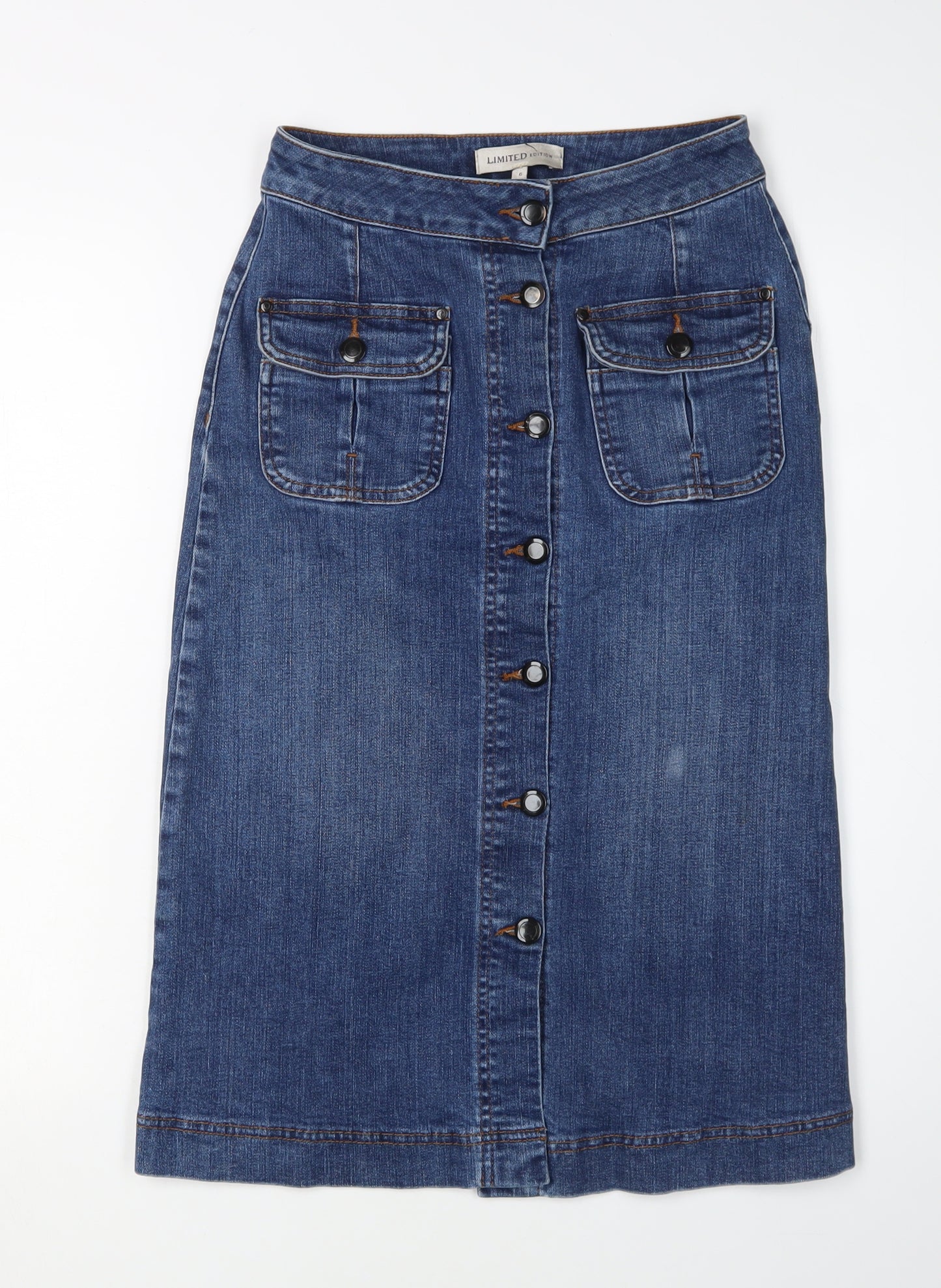 Marks and Spencer Women's Blue Denim Midi Skirt Size 6