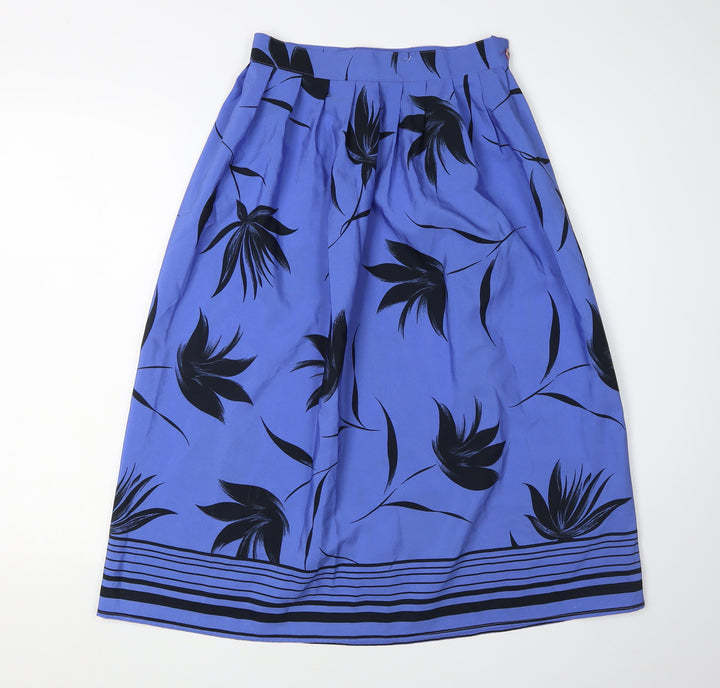 Katrina Women's Blue A-Line Floral Midi Skirt Size 12
