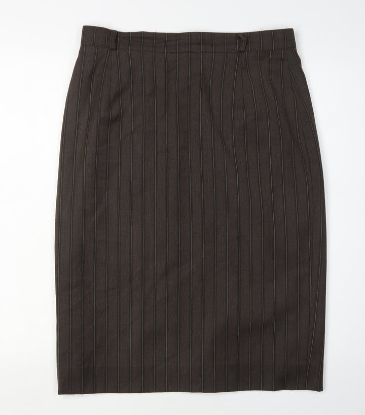 Yarell Women's Brown Striped Pencil Skirt Size 14