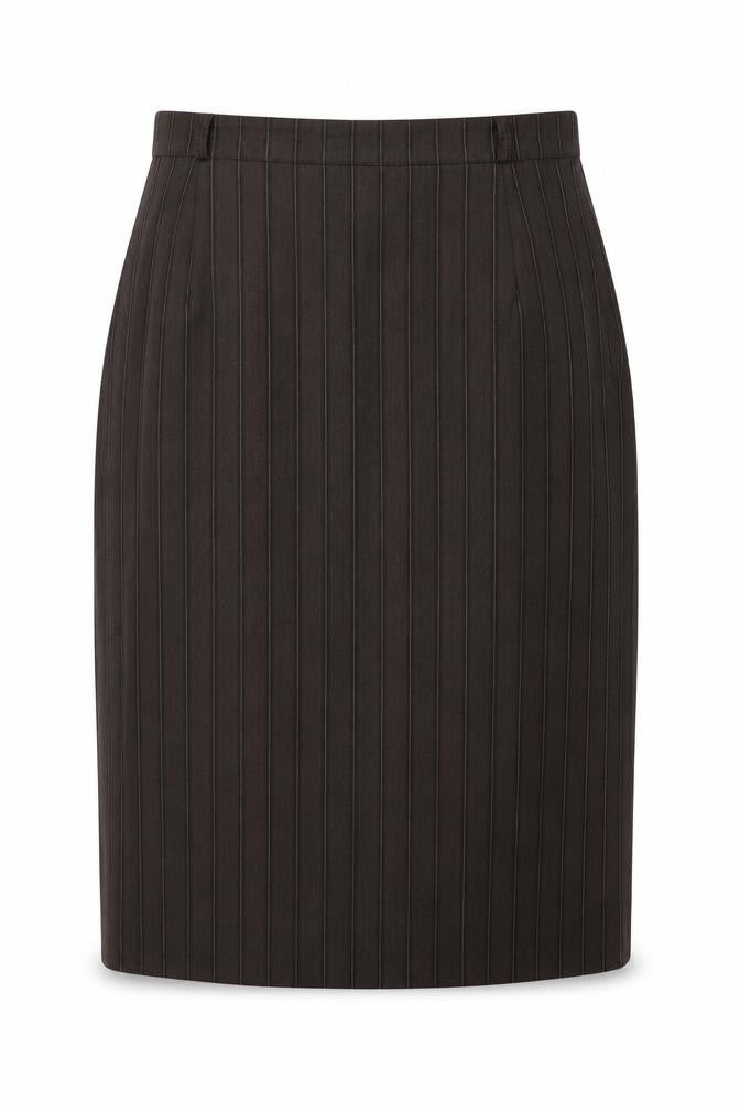 Front view of Yarell Women's Brown Striped Pencil Skirt, size 14