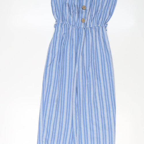 Jenna & Jessie Girls Blue Striped Jumpsuit, Size 3 Years