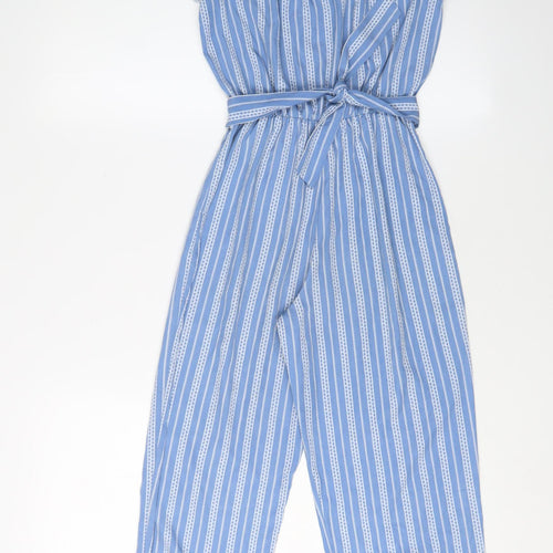 Jenna & Jessie Girls Blue Striped Jumpsuit, Size 3 Years