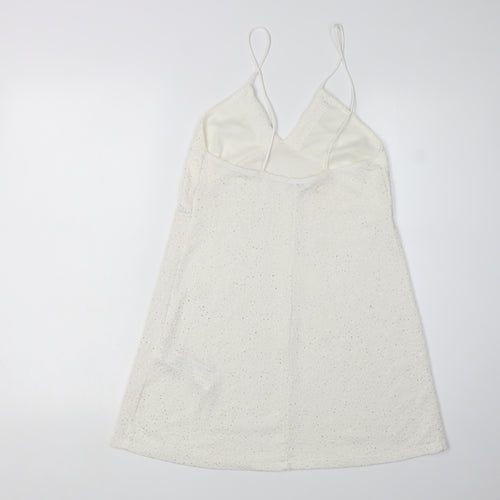 Zara Women's White Slip Dress, Size EUR 5 Sequin Accents