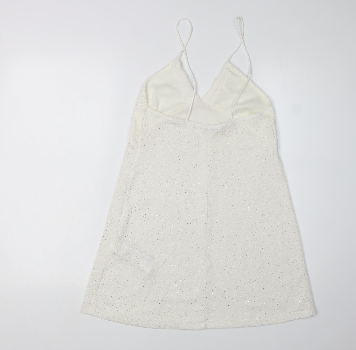 Zara Women's White Slip Dress, Size EUR 5 Sequin Accents