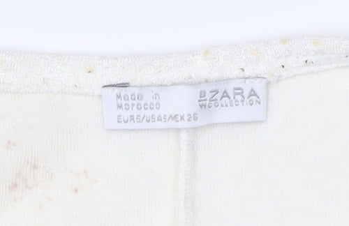Zara Women's White Slip Dress, Size EUR 5 Sequin Accents