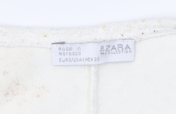 Zara Women's White Slip Dress, Size EUR 5 Sequin Accents