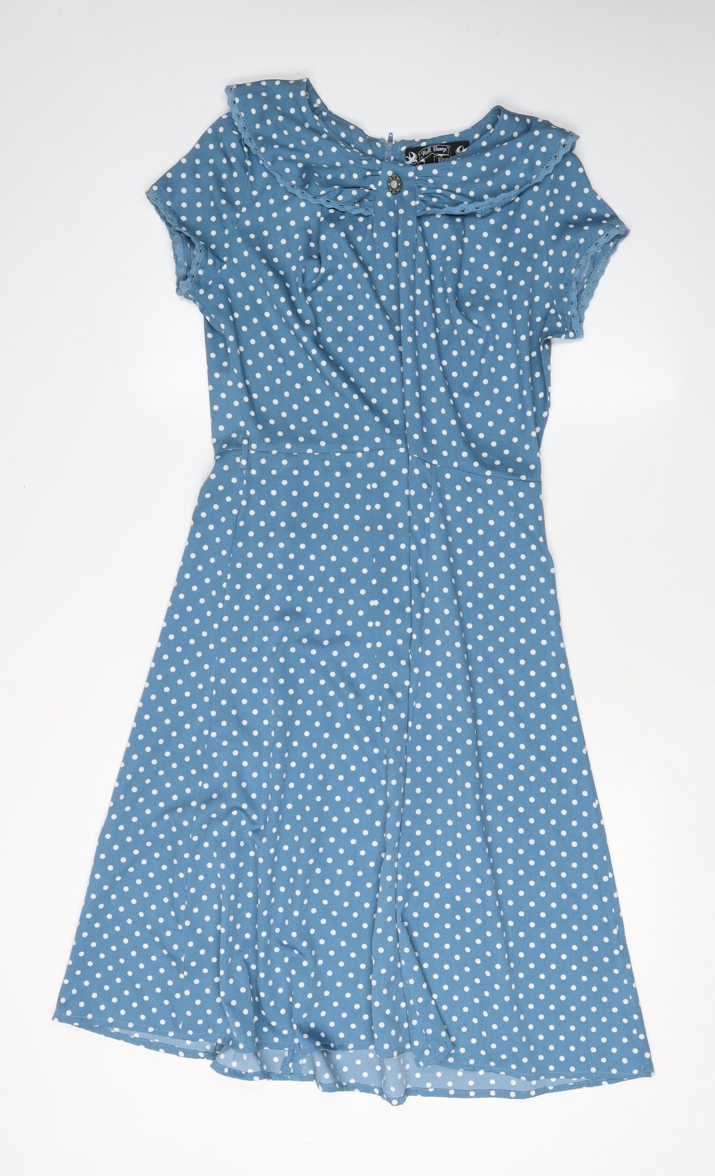 Hell Bunny Women's Blue Polka Dot A-Line Dress M