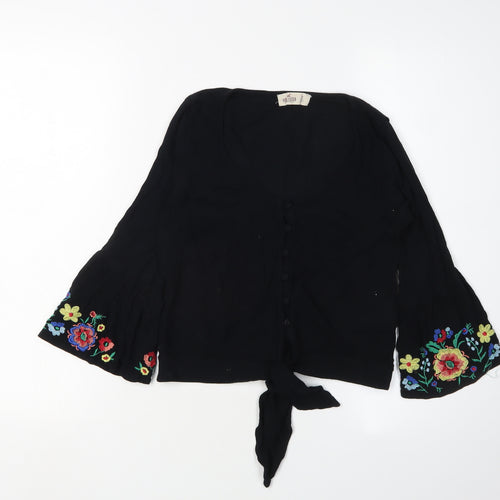 Hollister Women's Black Embroidered Bohemian Blouse, S
